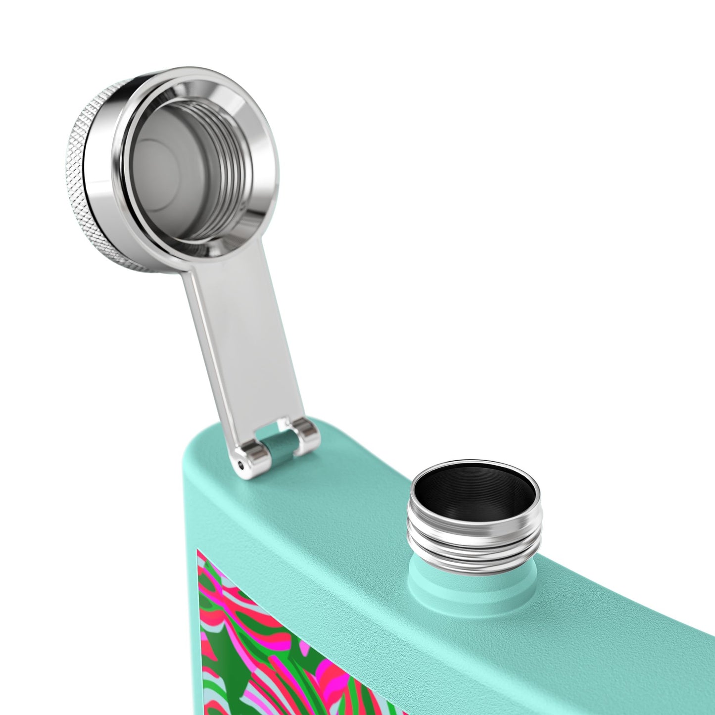 Tropical Stainless Steel 6 oz. Flask, Many Colors  – Neon Monstera Party