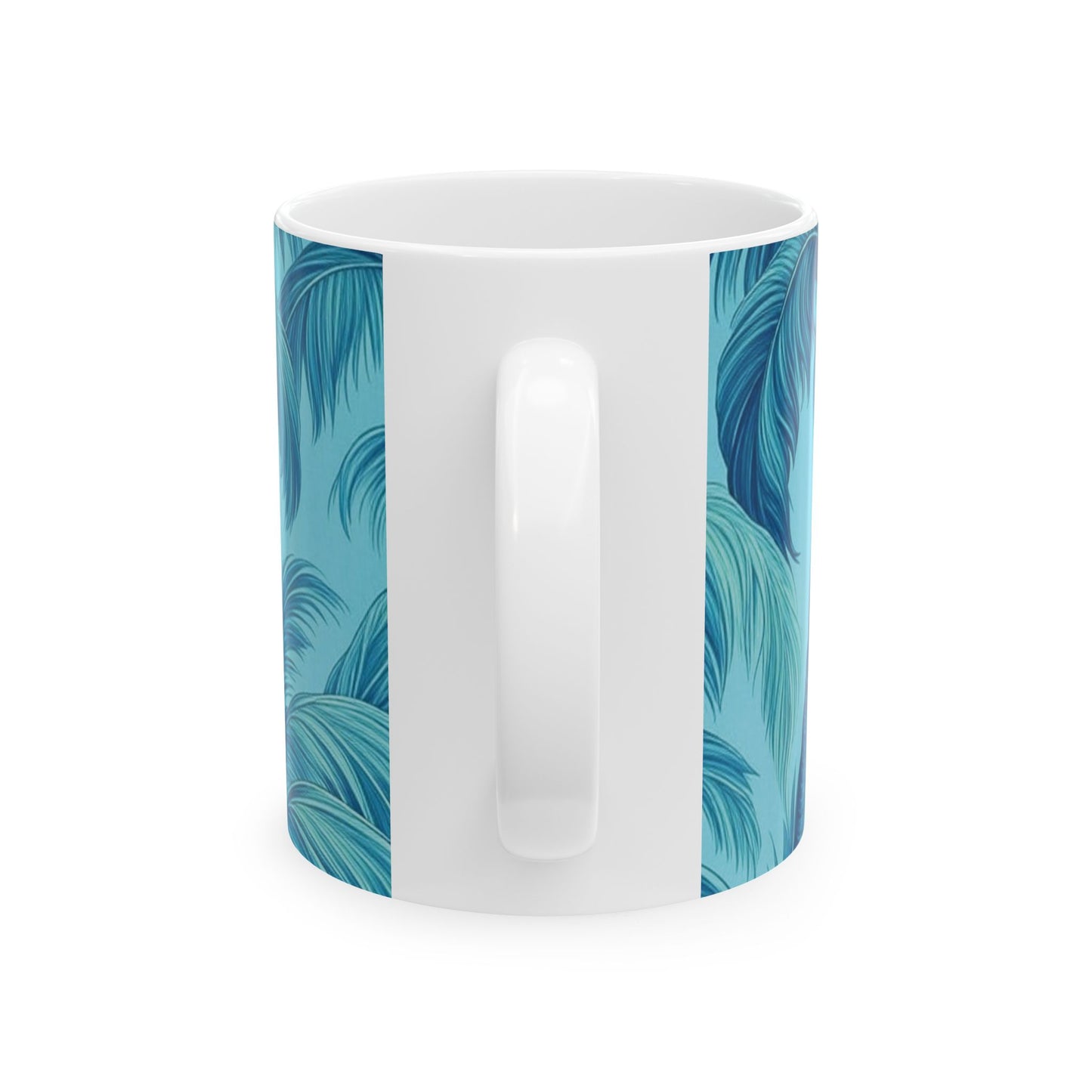 Ceramic White Mug - 11oz & 15oz, Azure Palms