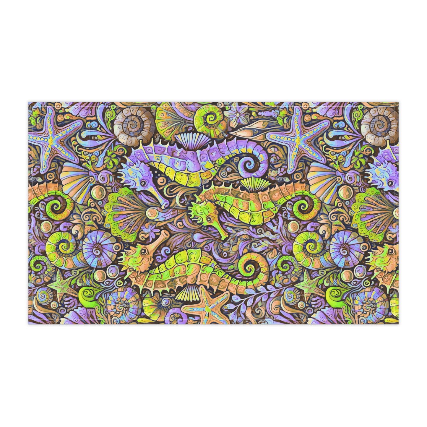 Tea Towels (cotton, poly), Seahorse Trio, Yellow and Purple