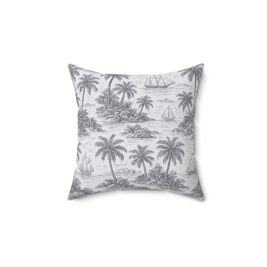 Spun Polyester Square Pillow - Faraway Toile, Noir