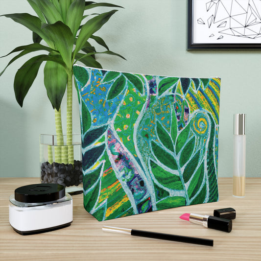 Tropical Cotton Cosmetic Bag, Makeup Pouch, 5 Sizes / Amazon Whimsy, Green