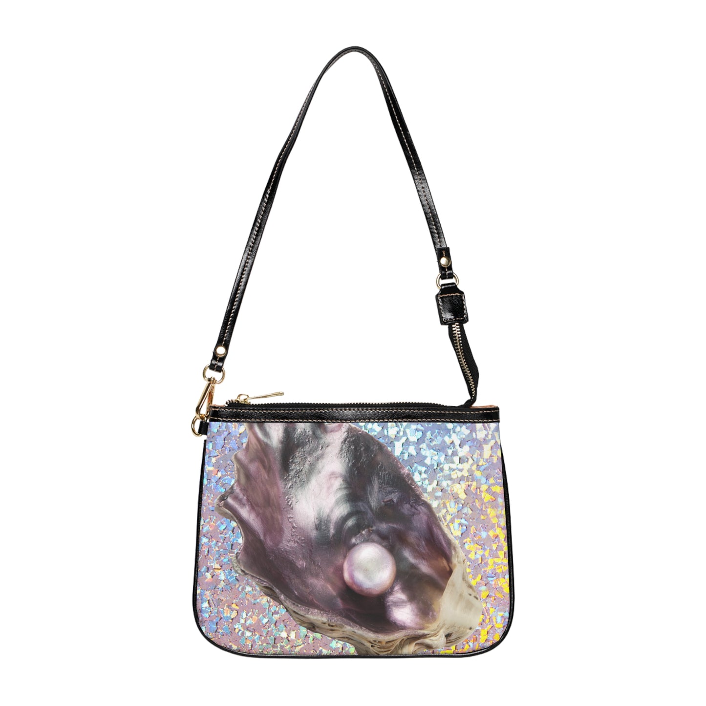 Tropical Beach Small Shoulder Bag | Stylish Crossbody Purse / Disco Lavender Pearl Oyster