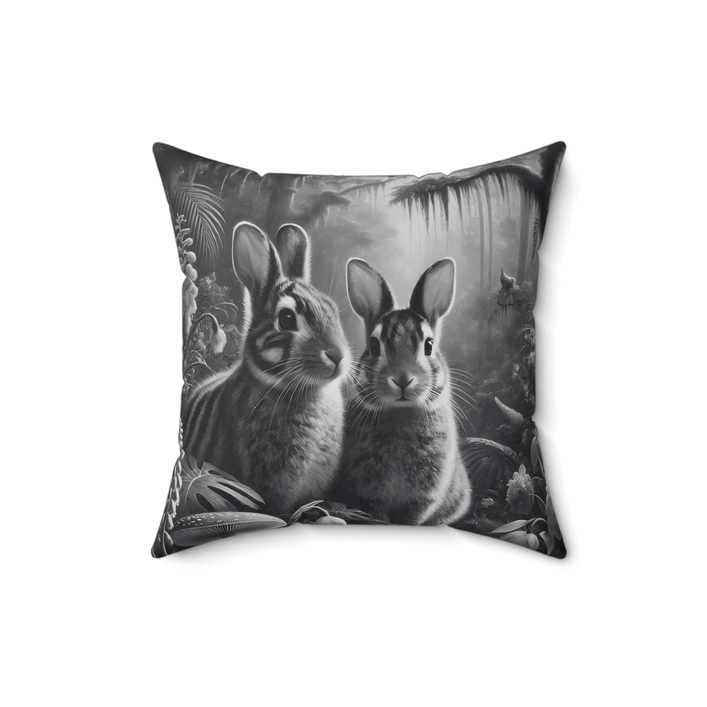 Decorative Pillow - Accent Cushion, 4 Sizes /Tropical Sumatran Rabbits/Slate