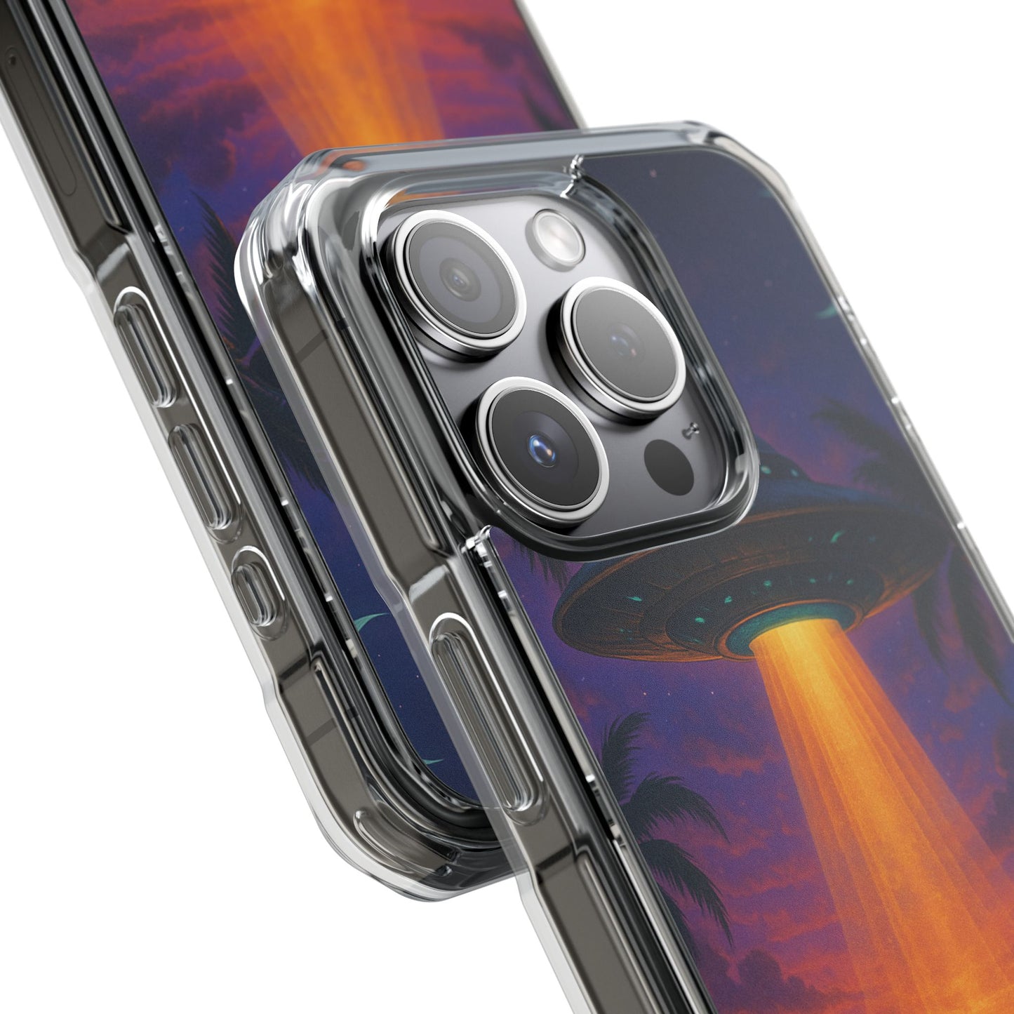 Beach UFO at Night Magnetic Clear Phone Case, Many Models