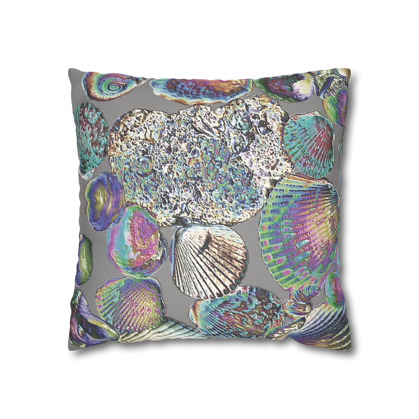 Faux Suede Square Pillowcase - Heatwave Seashell Collection, Grey