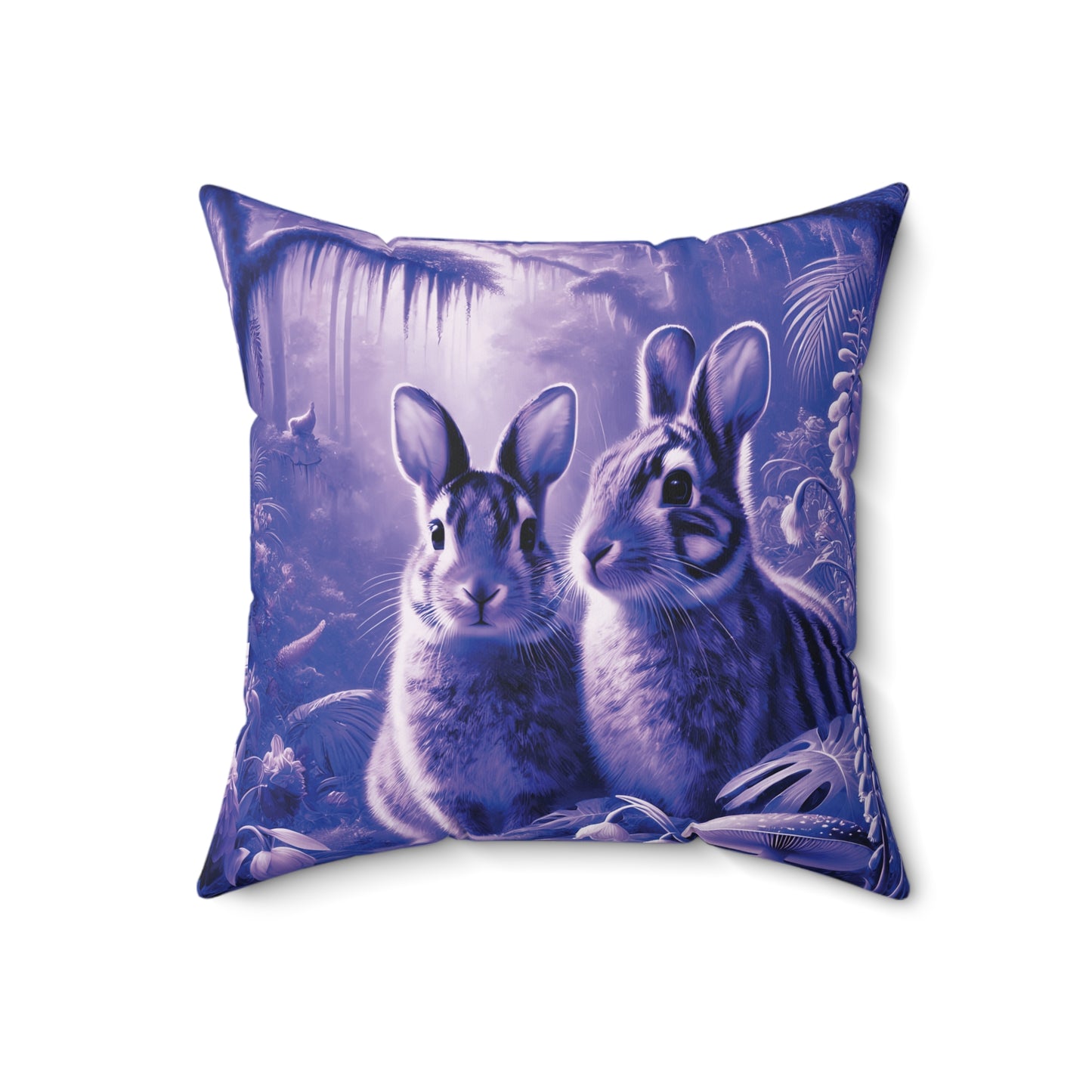 Decorative Pillow - Accent Cushion, 4 Sizes /Tropical Sumatran Rabbits/Amethyst