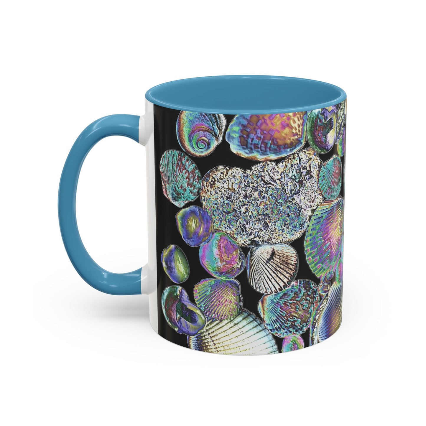 Iridescent Shells Accent Coffee Mug | Unique Sea-Inspired Drinkware / Heatwave Shell Collection