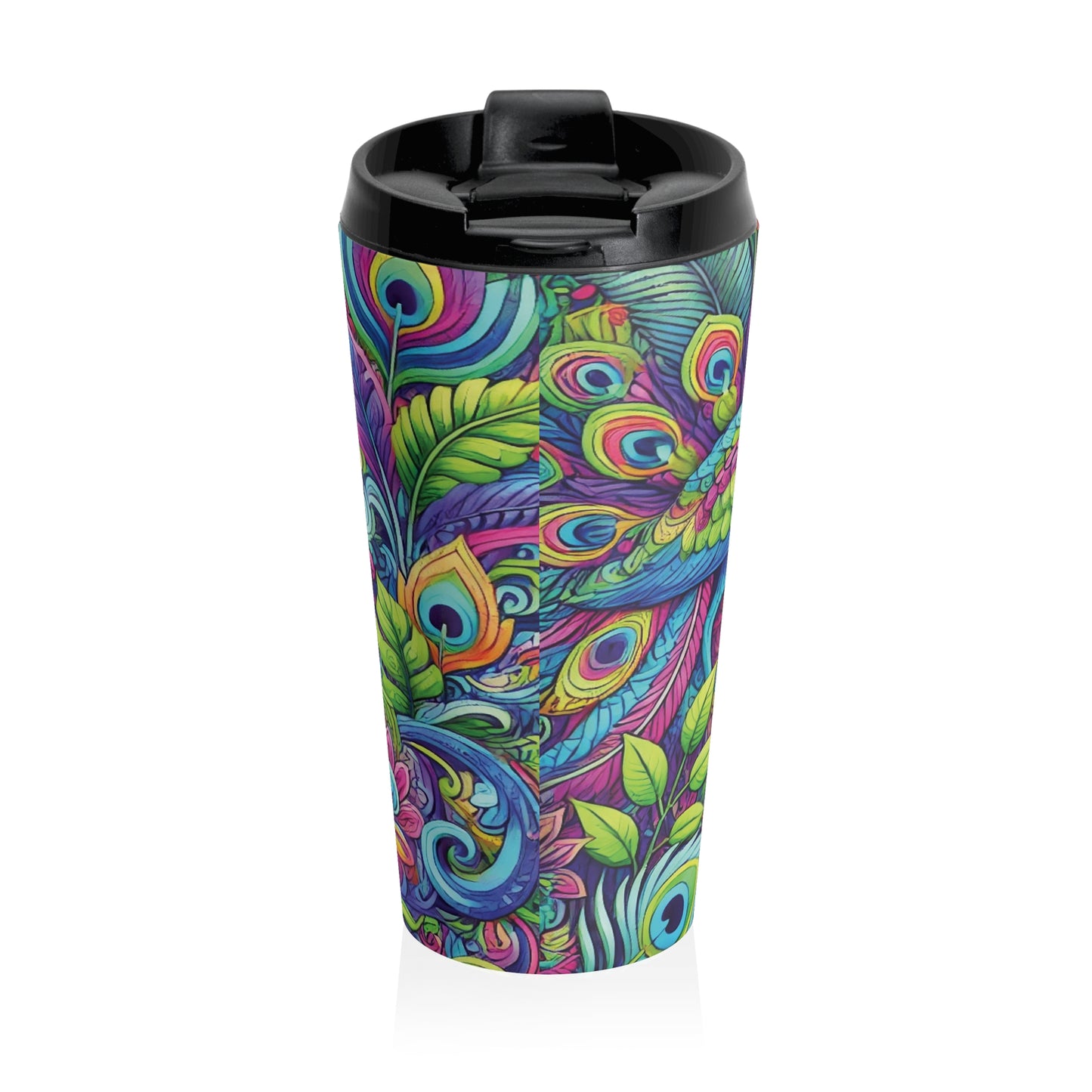 15 oz. Stainless Steel Travel Mug / Peacock Pop