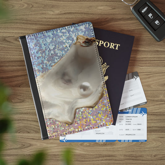 Tropical Passport Cover, Faux Leather - RFID blocking for travel security / Disco FW White Pearl