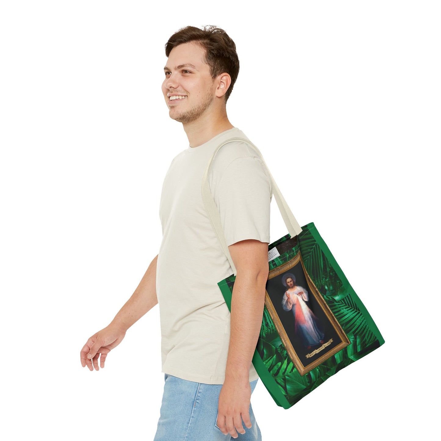 Religious Divine Mercy Tropical Tote Bag - 3 Sizes