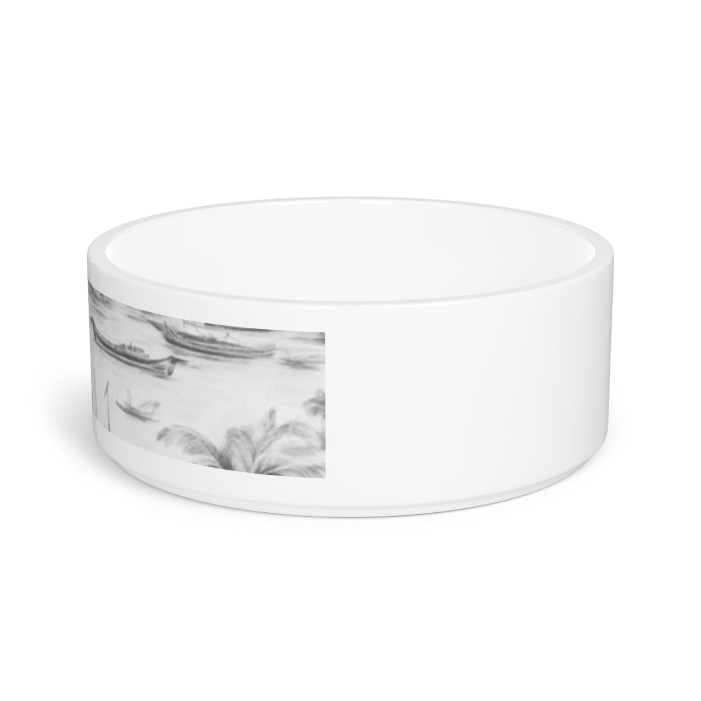 Pet Bowl - Tropical Toile, Soft Black