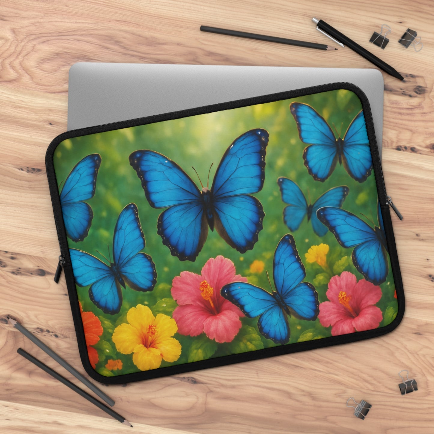Tropical Laptop Sleeve, 5 Sizes - Perfect for Rainforest Lovers & Students / Morpho Butterfly Flight