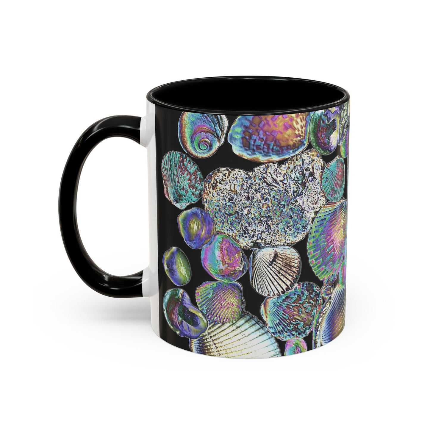 Iridescent Shells Accent Coffee Mug | Unique Sea-Inspired Drinkware / Heatwave Shell Collection