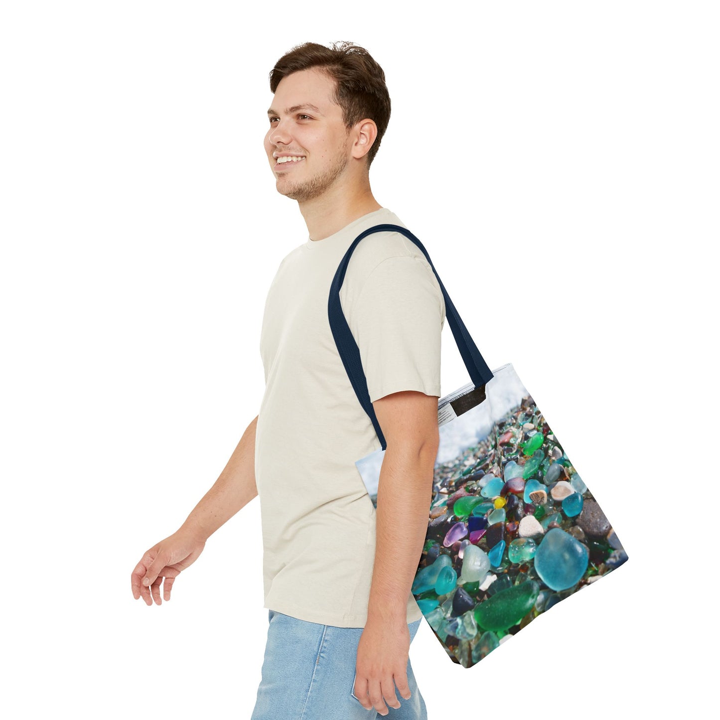 Beach Glass Tote Bag - Colorful Coastal Design, 3 Sizes