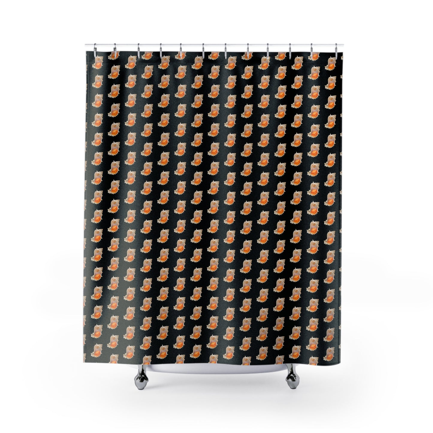 Tropical Shower Curtain - Ocean Bathroom Decor / Conch Shell/Black