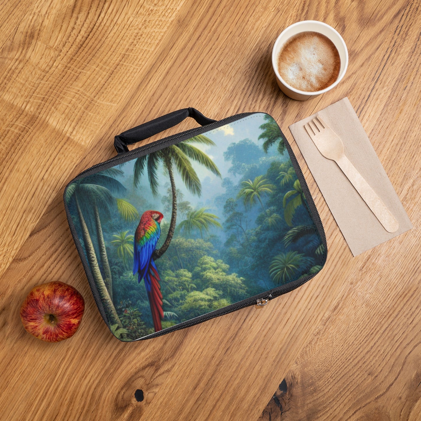Sleeping Parrot Beauty Lunch Bag - Eco-Friendly Insulated Tote, Adult and Child Lunchbox / Perfect for Picnics, Beach Outings
