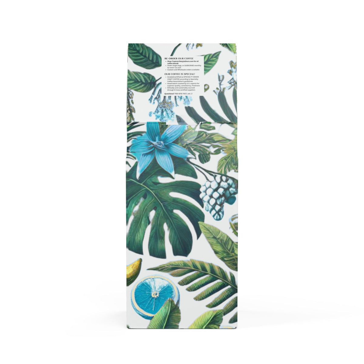 Beach Sunrise Blend™ (Light Roast) Specialty Grade Craft Coffee / Palms and More Tropical Fruit, White