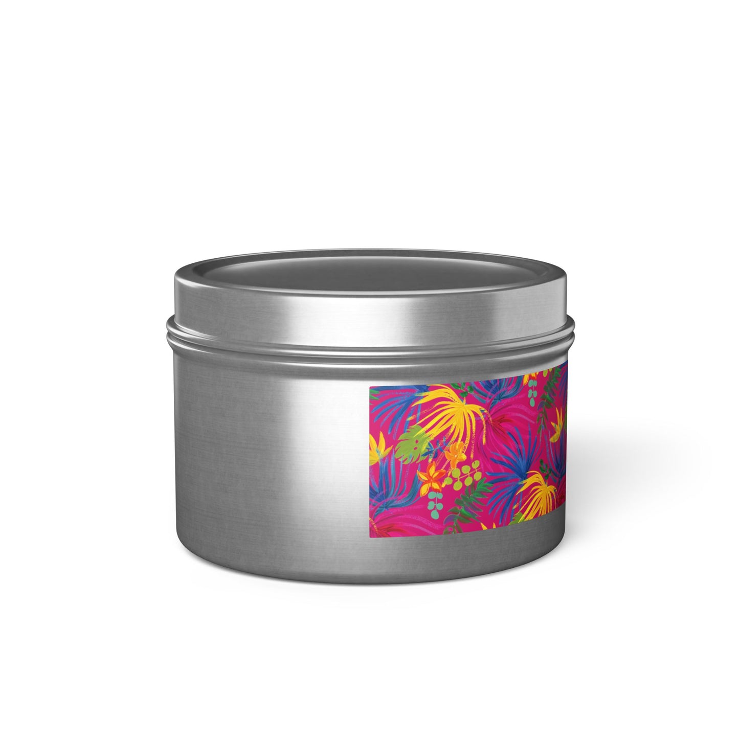 Tin Candles, 2 sizes, 3 tin colors - Exotic Flora