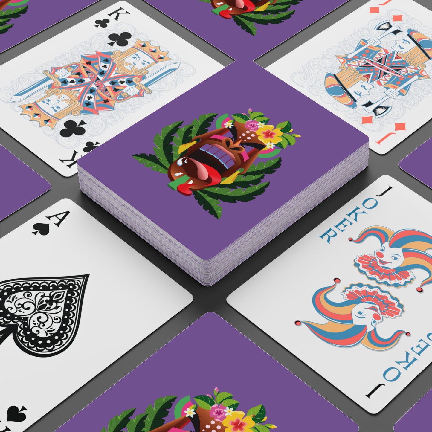 Poker-Sized Playing Cards - Tiki Boss Alelo, lt purple