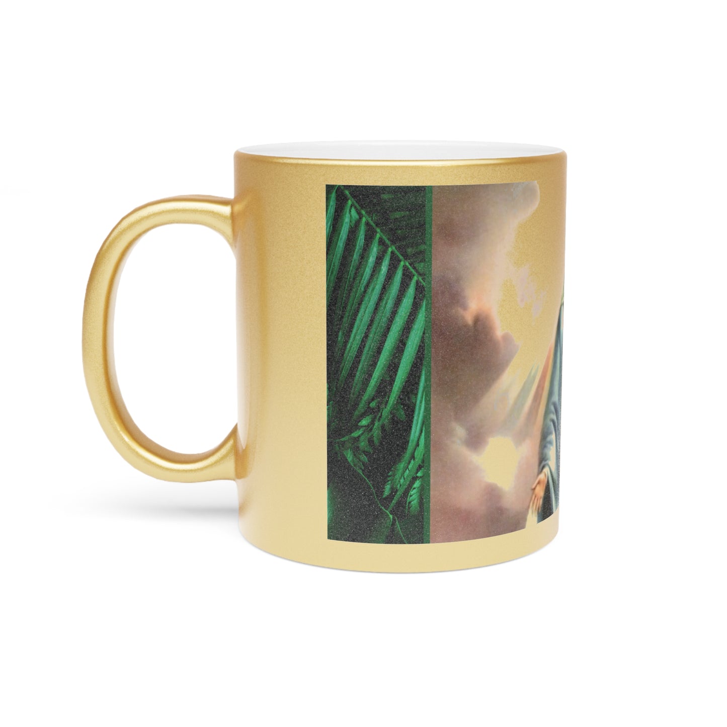 Religious Metallic Mug, Gold or Silver - MACRO "Tropical Rainforest Our Lady of Grace"