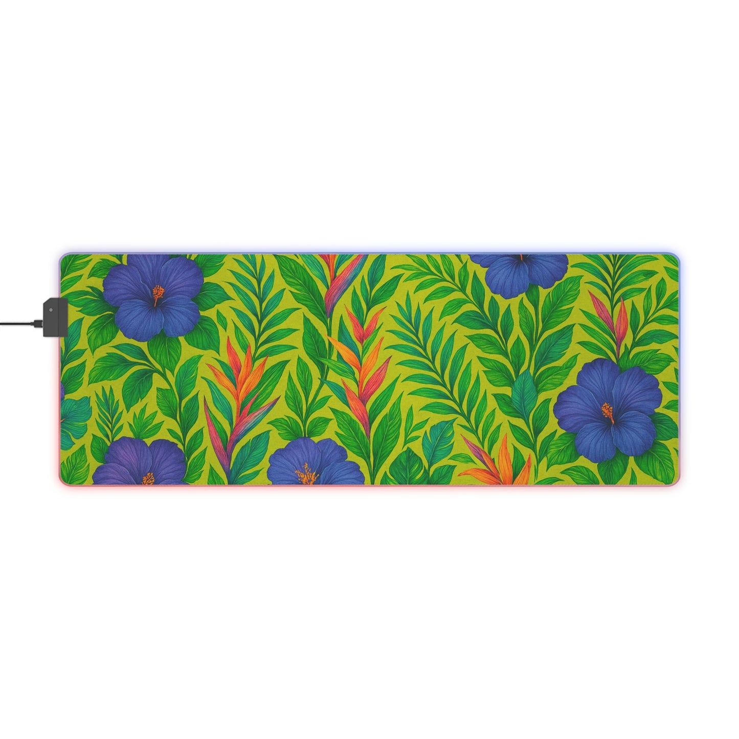 LED Gaming Mouse Pad With Vibrant RGB Lighting, 4 Sizes / Midnight Flower Lime