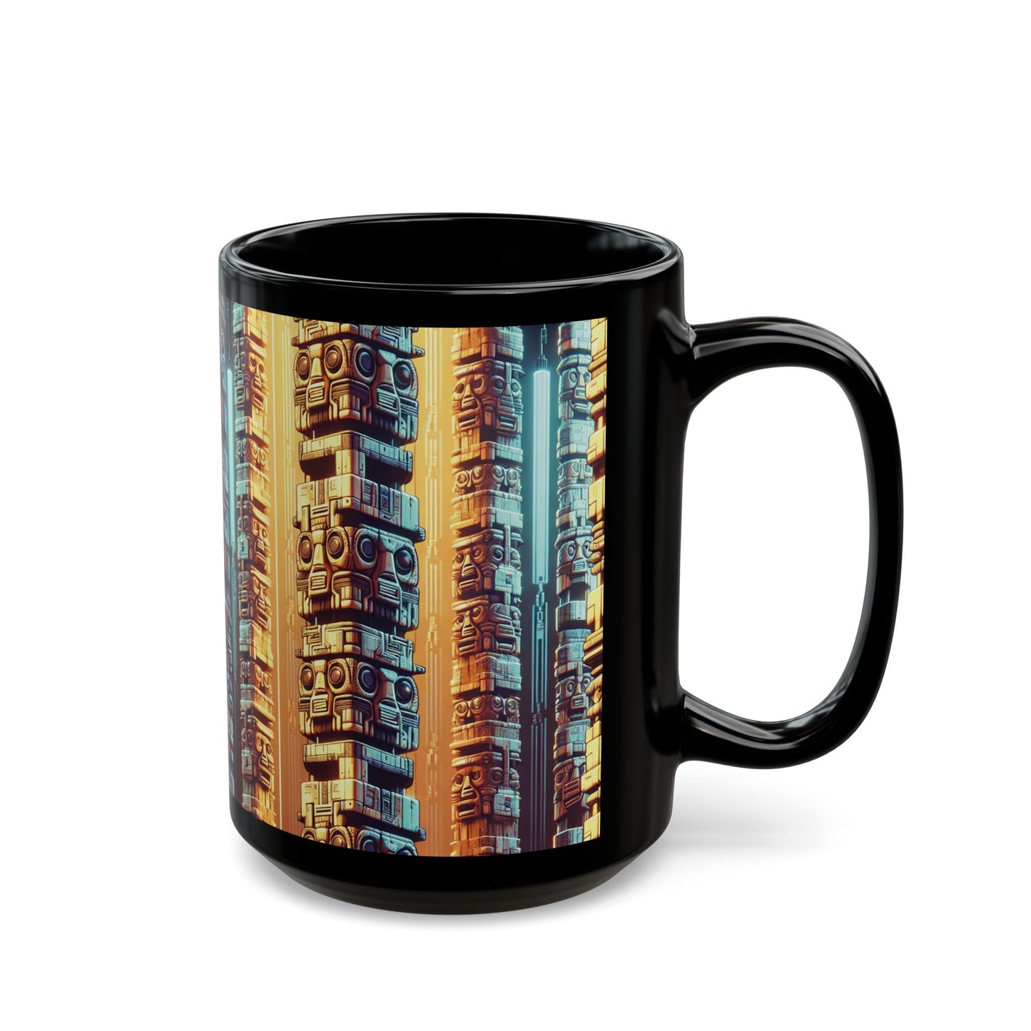 Black Coffee Mug - Techno Tiki Totems