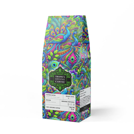 Beach Sunrise Blend™ (Light Roast) Specialty Grade Craft Coffee / Rainforest Peacocks Pop