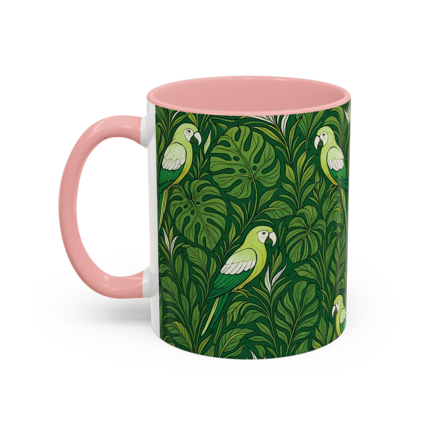 Accent Coffee Mug (11, 15oz), 8 Colors - Parrot Family, Lime