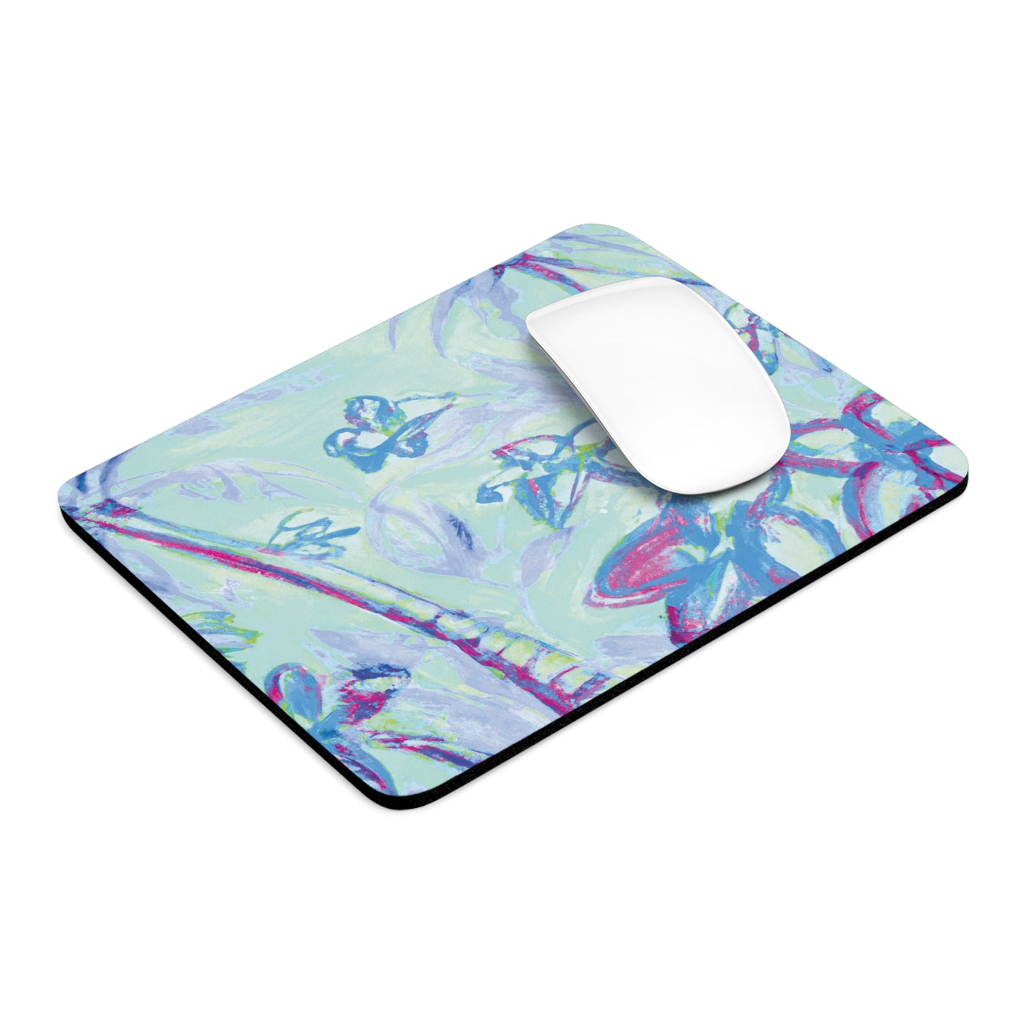 Rainforest Mouse Pad, 2 Shapes - Beach Vibes for Home Office & Gamer / Tropical Doodles, Blue