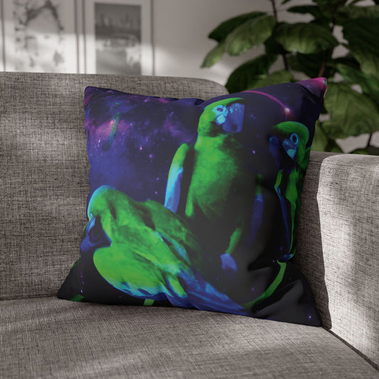 Faux Suede Square Pillowcase - Galactic Parrot