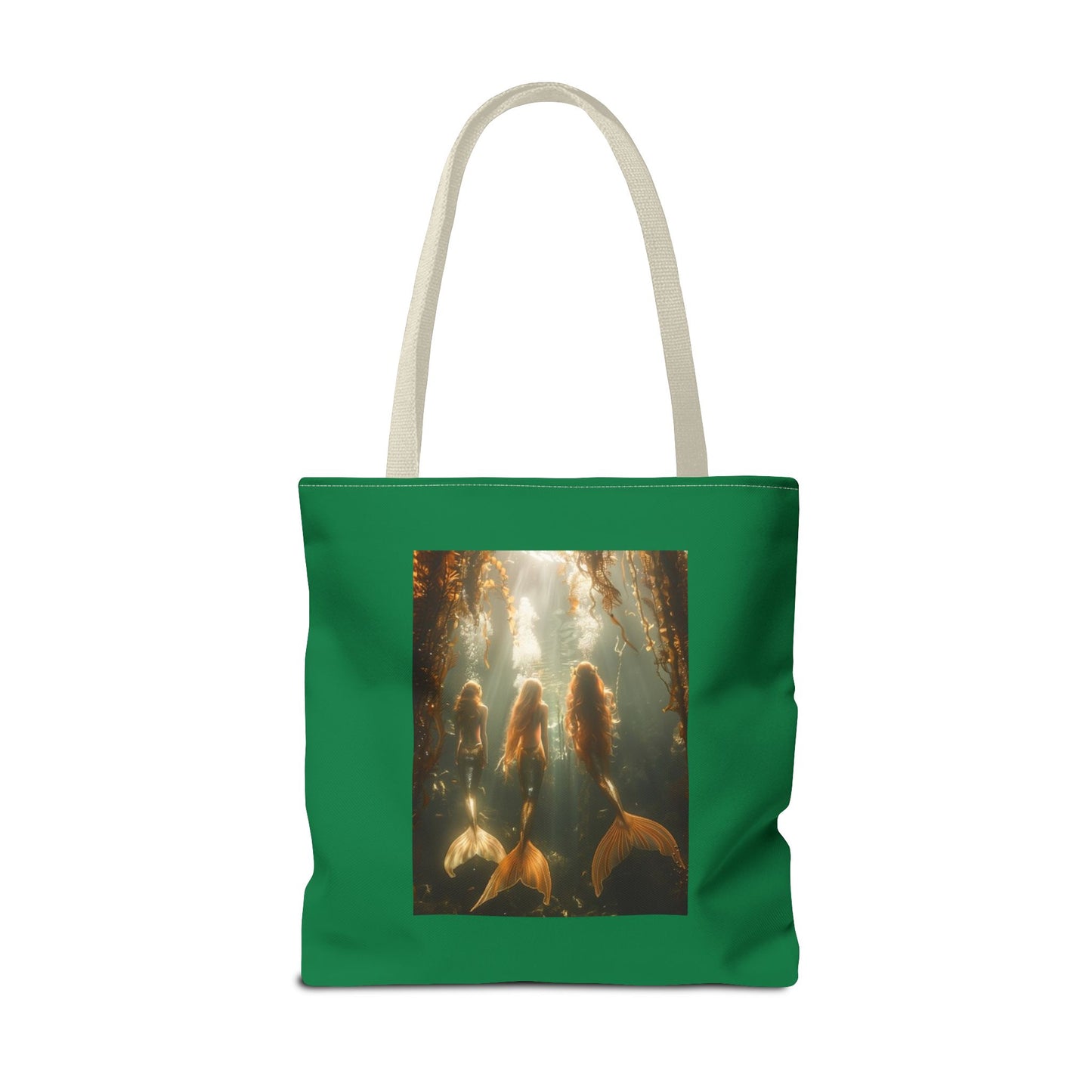 Three Mermaid Sisters, Dark Green Tote Bag - 3 Sizes