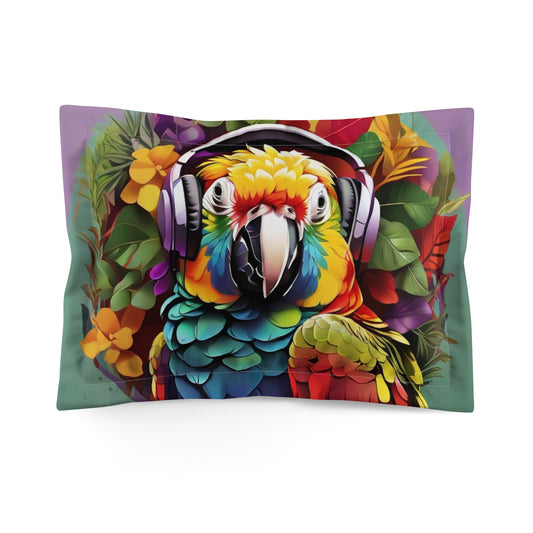 Microfiber Pillow Sham, 2 Sizes | Tropical Vibes for Relaxation / Rockin' Out Parrot