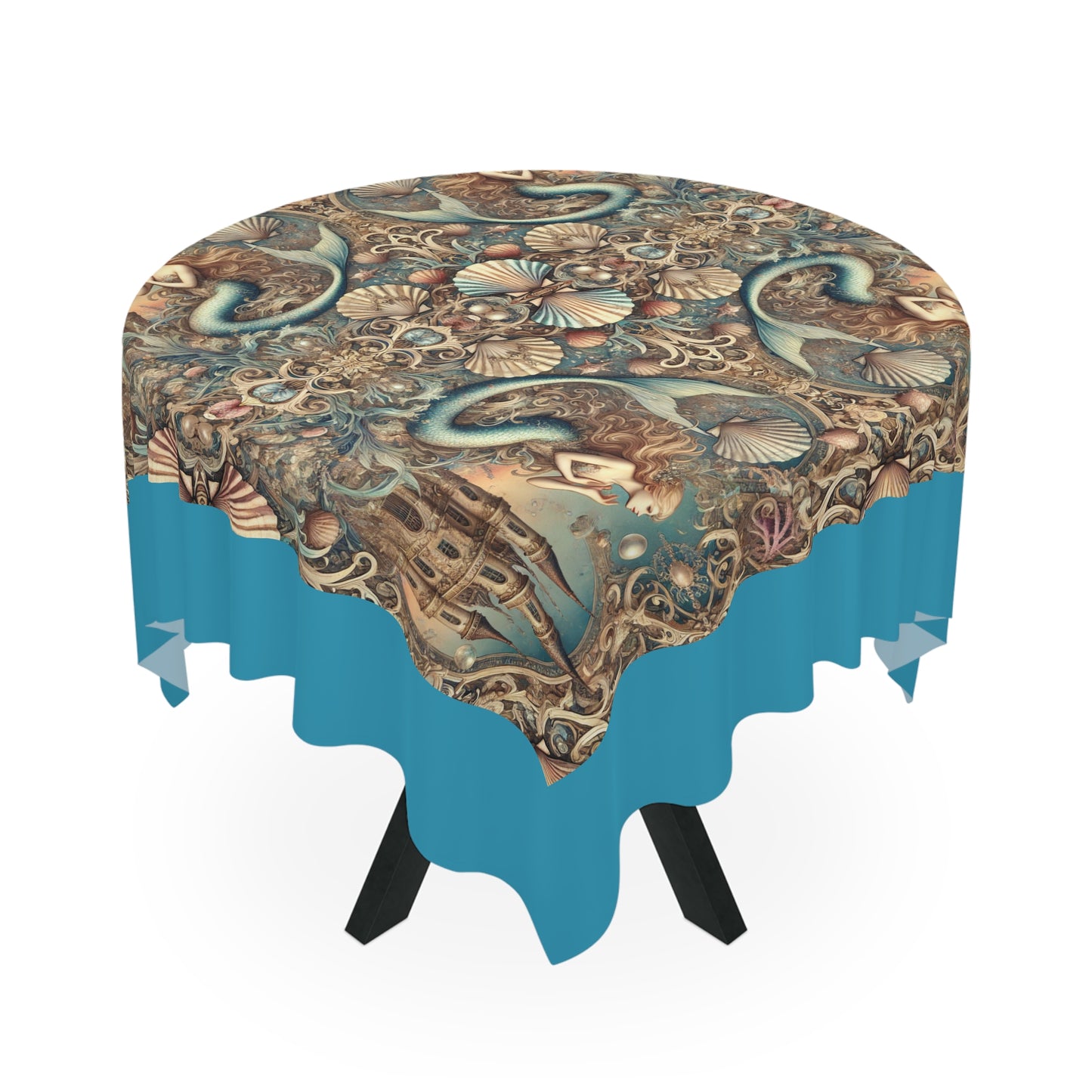 Kaleido Mermaid/Turquoise Tablecloth, 55" x 55"