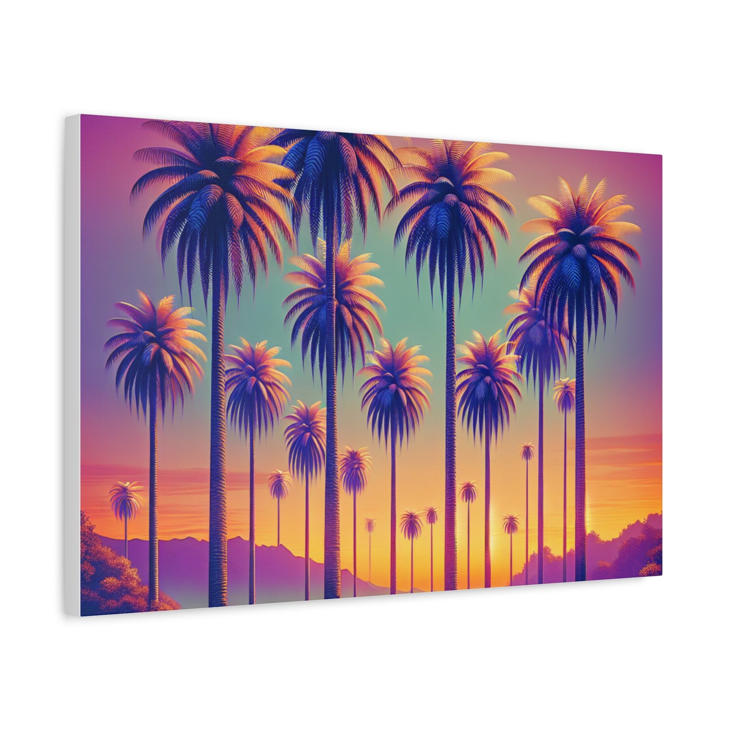 Matte Canvas, Stretched, Various Sizes / Sunset Palms