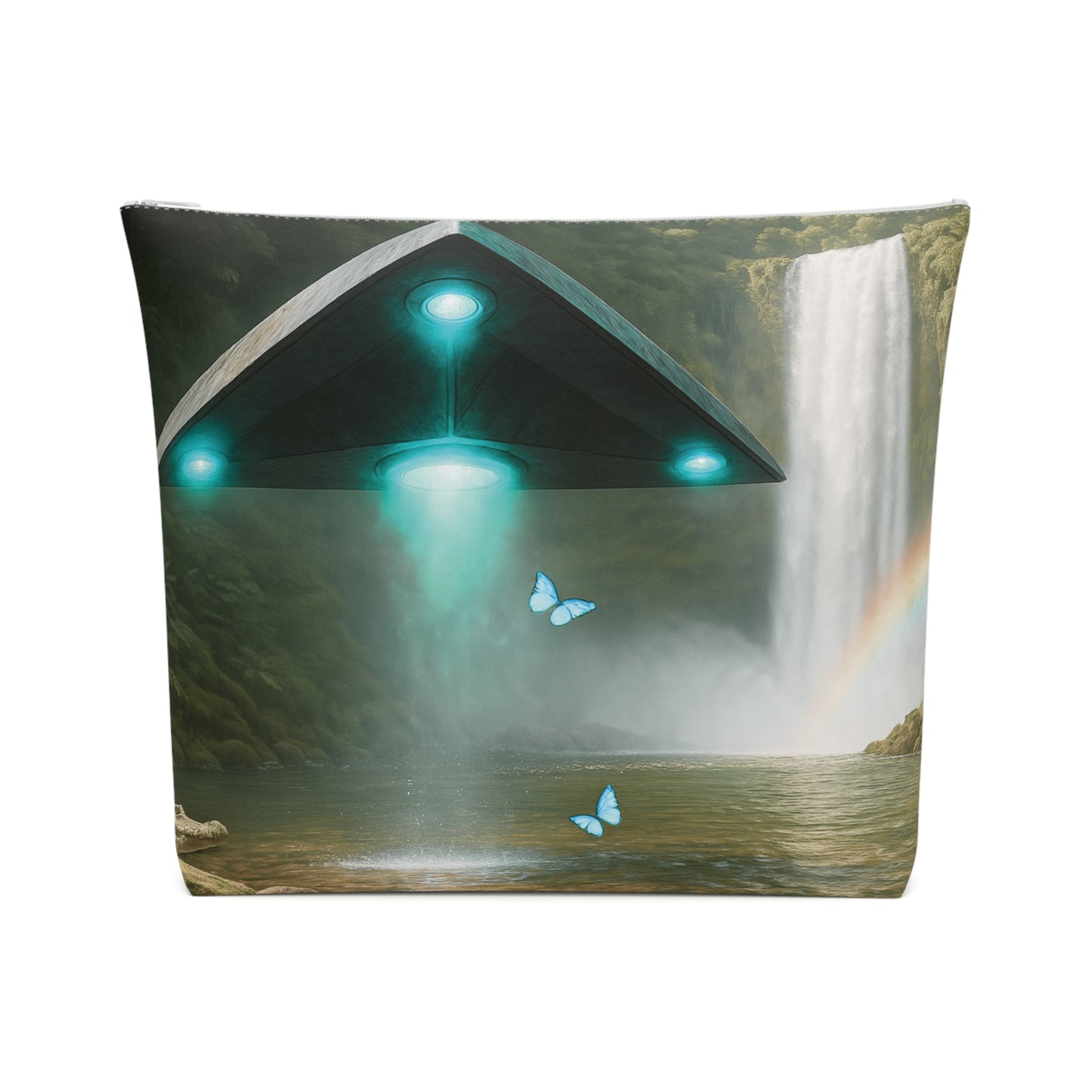 Tropical Cotton Cosmetic Bag, Makeup Pouch, 5 Sizes / UFO and Waterfall