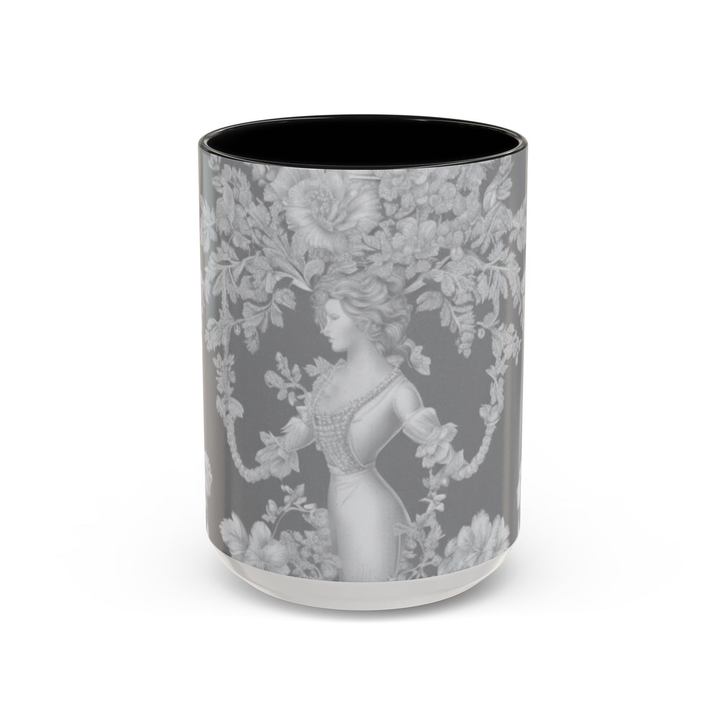 Accent Coffee Mug (11, 15oz), Pearl Lady Toile/Slate, Various Colors