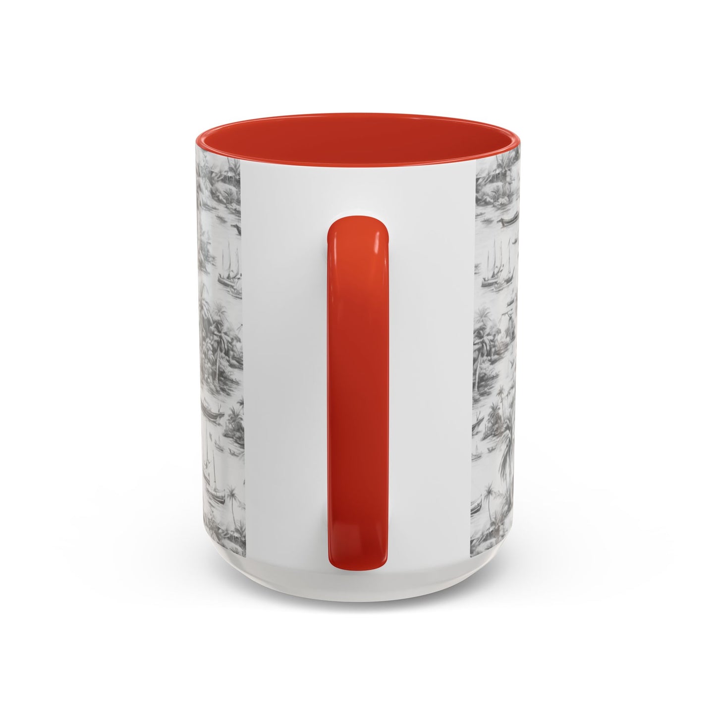 Accent Coffee Mug (11, 15oz), 8 Colors - Tropical Toile #1, soft black