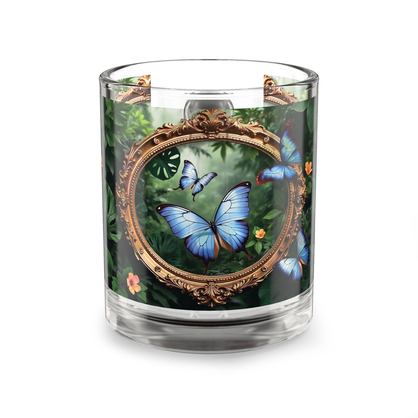 Tropical Glass Mug - 10oz Coffee Cup / Framed Monarchs