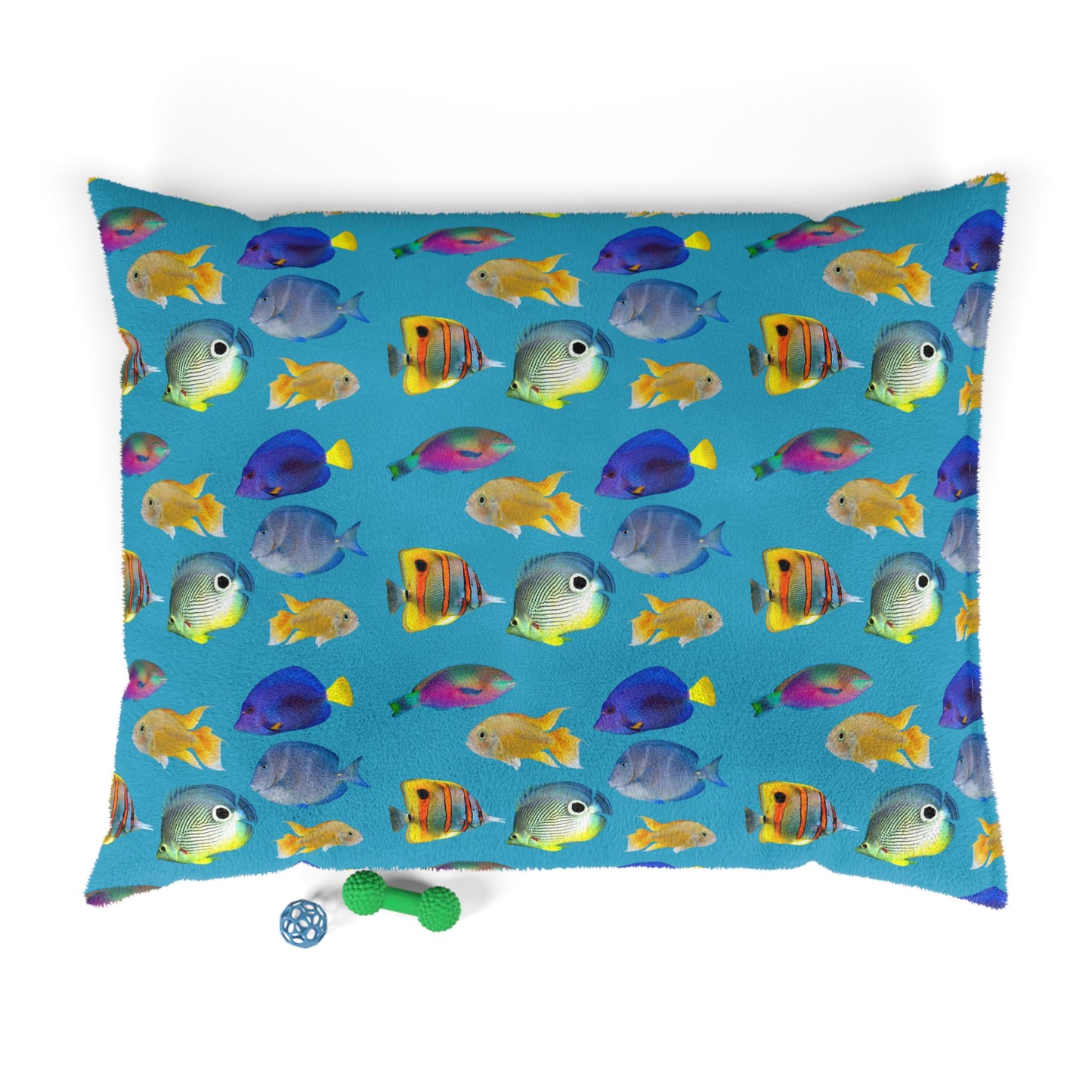 Pet Bed - Cozy and Fun Dog or Cat Bed for Beach Lovers / School of Fish, Turquoise