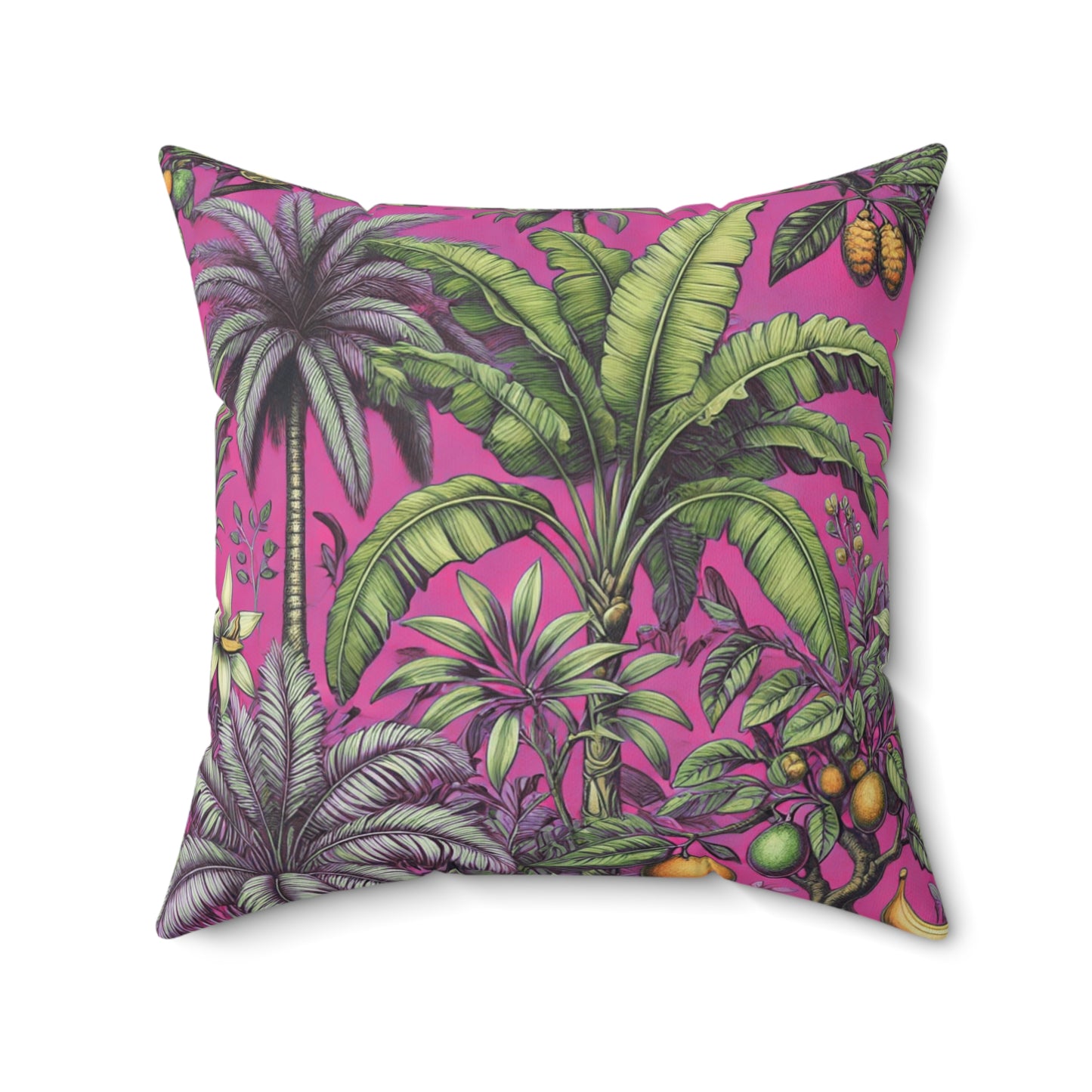 Decorative Pillow - Accent Cushion, 4 Sizes / Tropical Fruit, Hot Pink