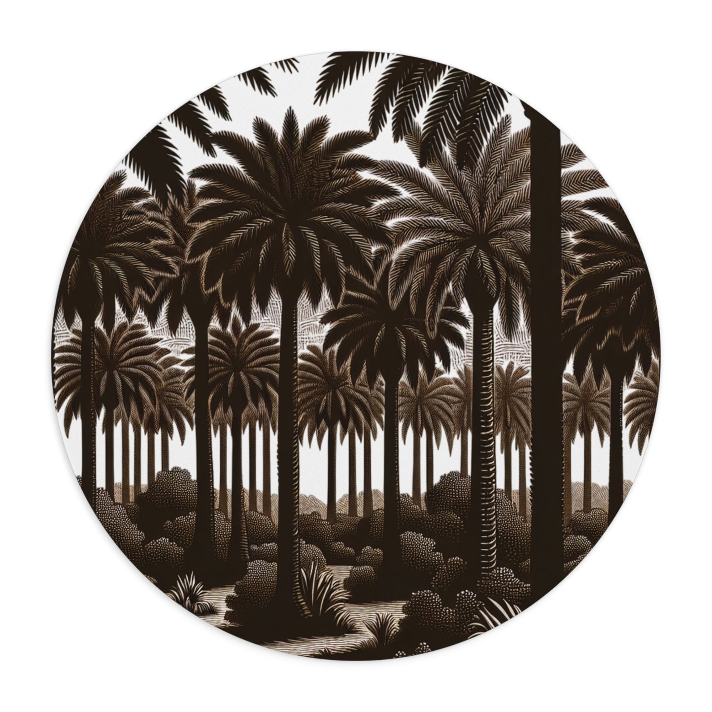 Tropical Mouse Pad, 2 Shapes - Beach Vibes for Home Office & Gamer / Woodcut Palms