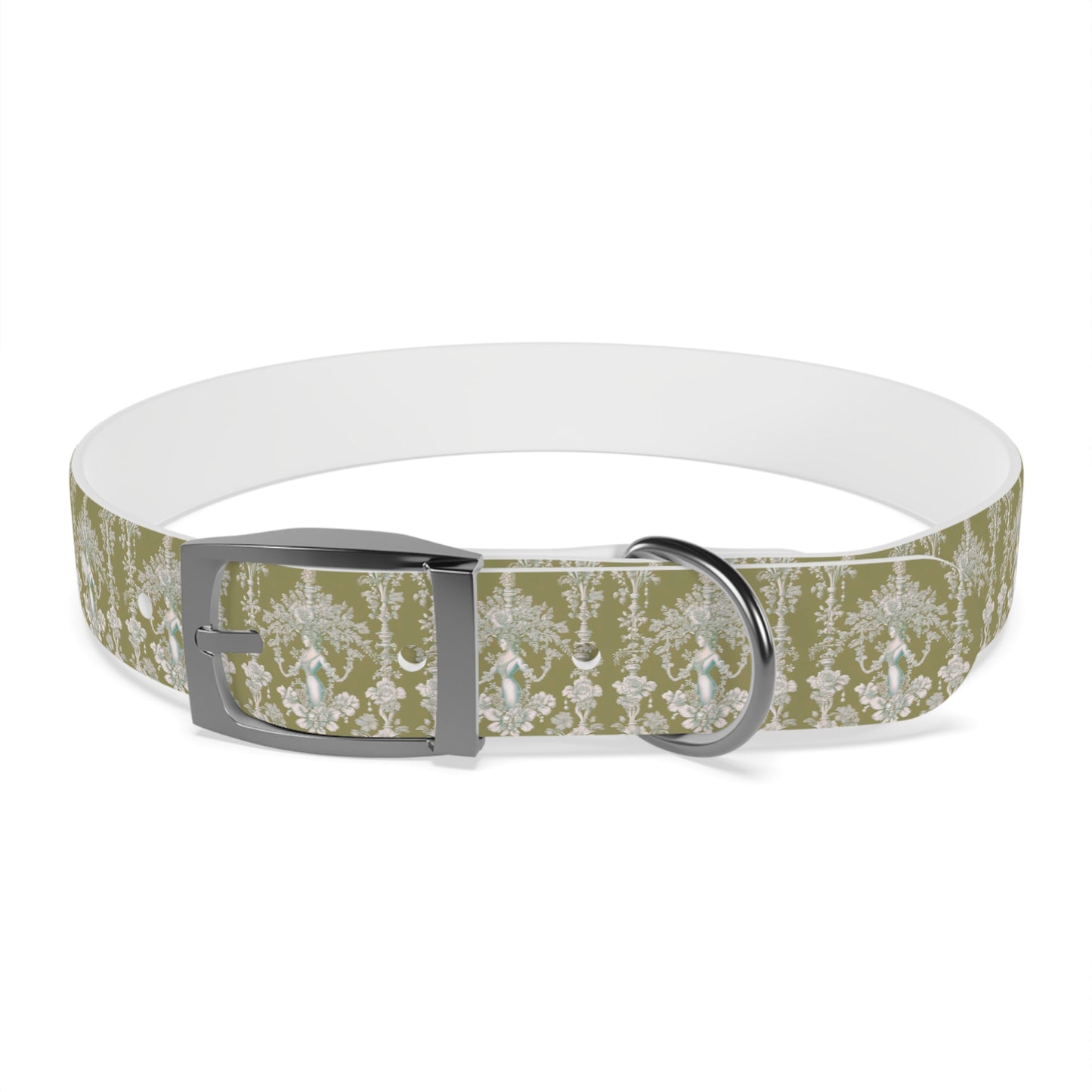 Dog Collar - Pearl Lady Toile, highborn green