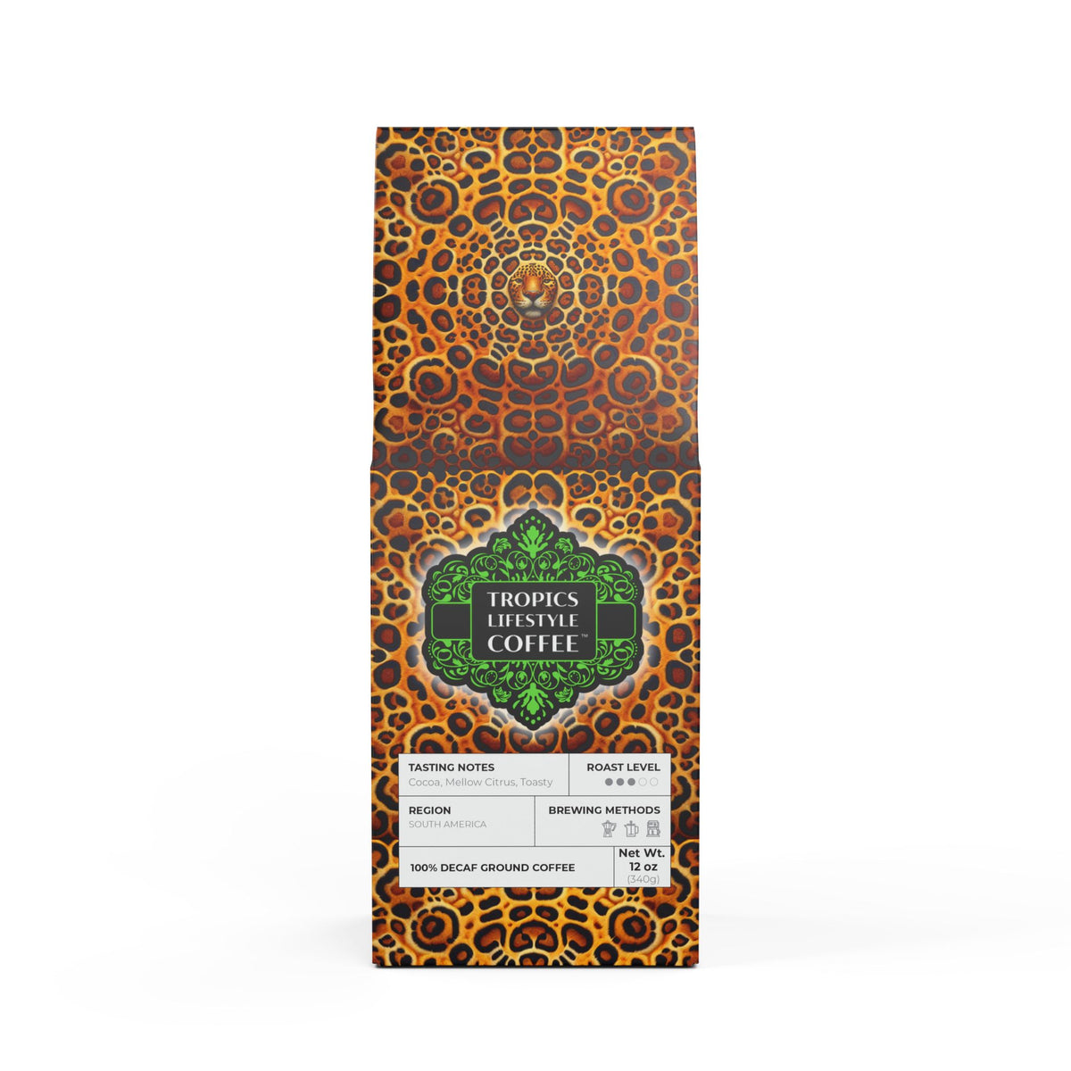Rainforest Mist™ Single Origin DECAF (Medium Roast) Specialty Grade Coffee / Rainforest Jaguar Spots