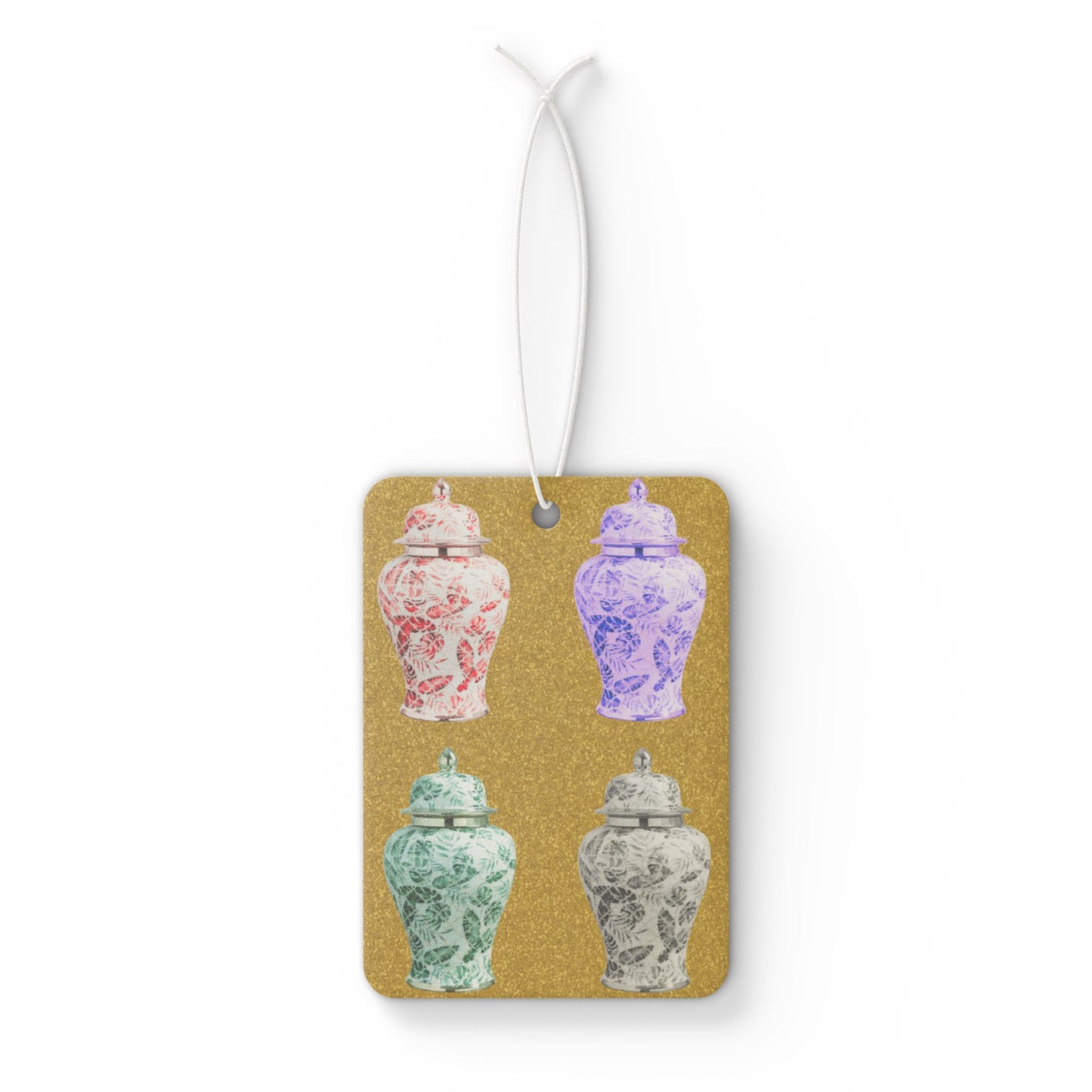 Car Air Freshener - Pop Art Tropical Ginger Jars, Gold