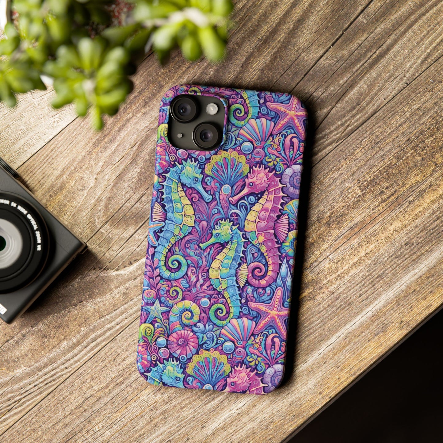 Slim Phone Cases - Seahorses, Fantasy POP