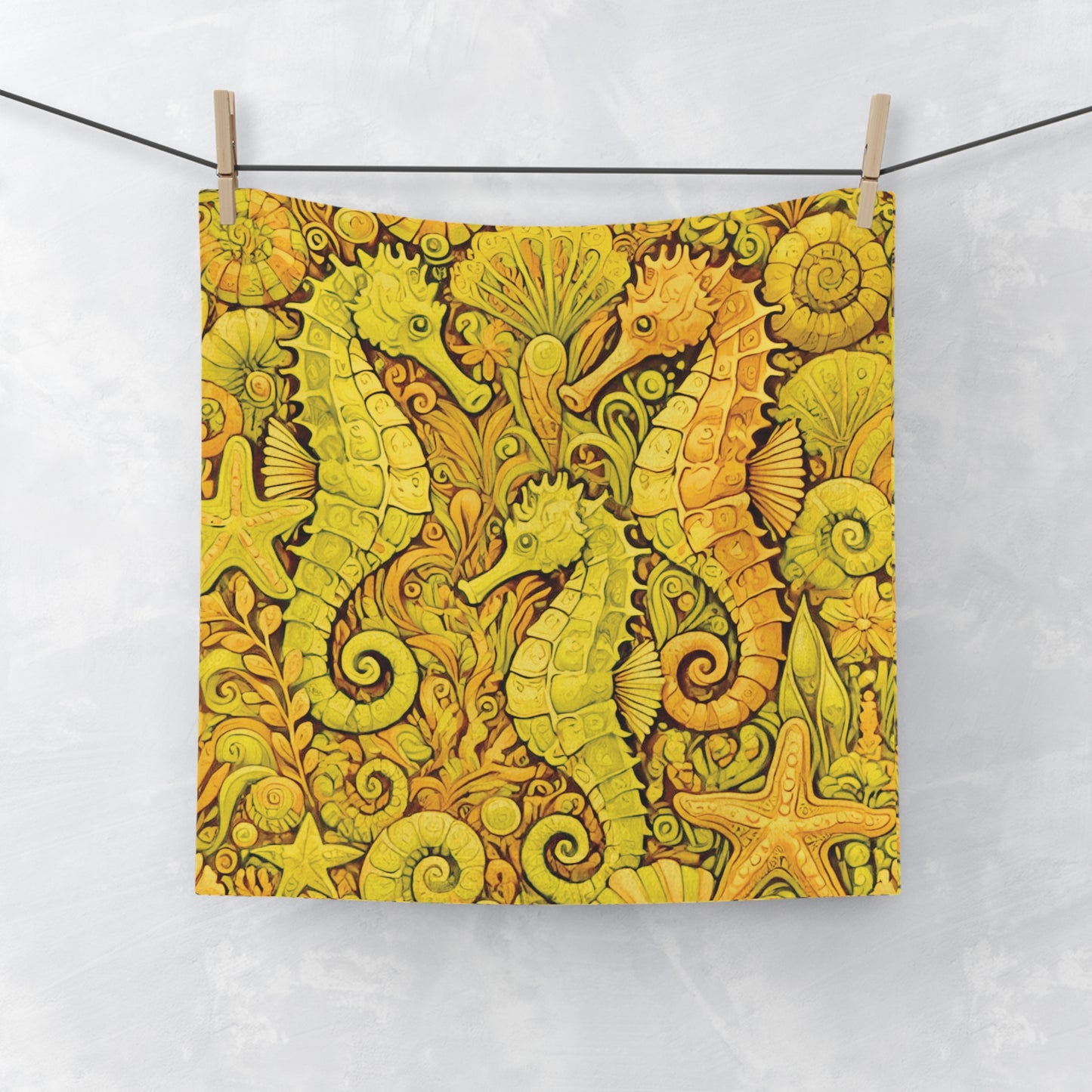 Face Towel - Seahorse Trio/Yellow