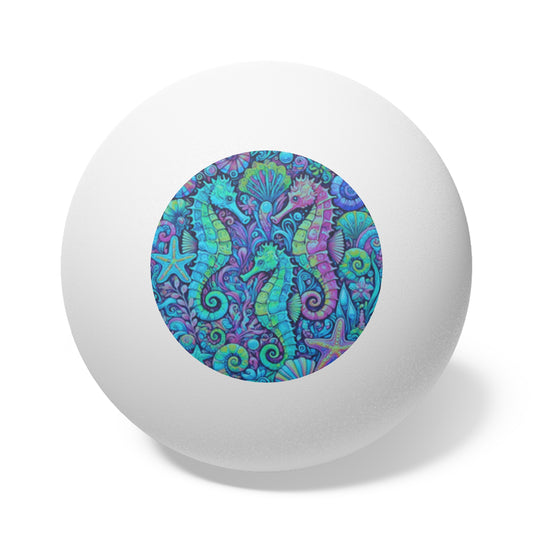 Tropical Paradise Ping Pong Balls - 6 Pack with Seahorse Trio/Turquoise Pop