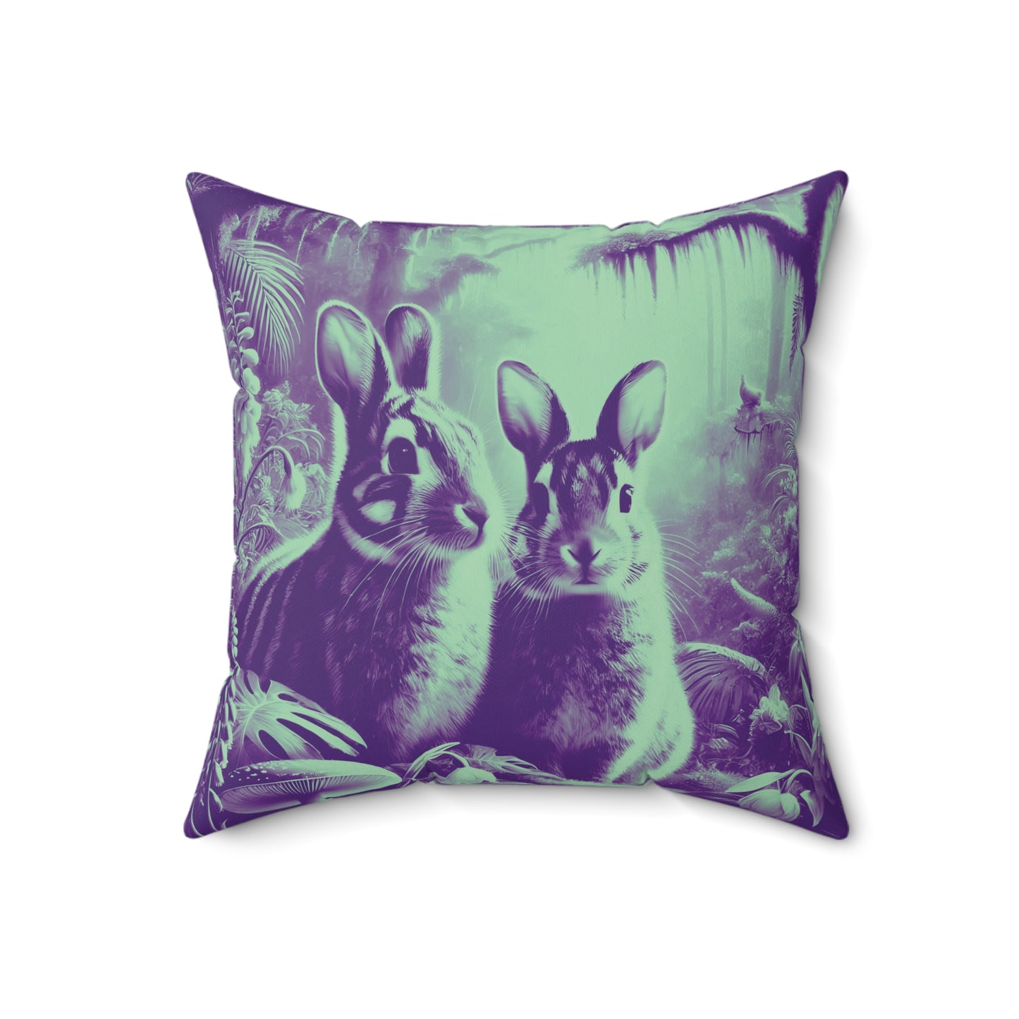 Decorative Pillow - Accent Cushion, 4 Sizes /Tropical Sumatran Rabbits/Minty