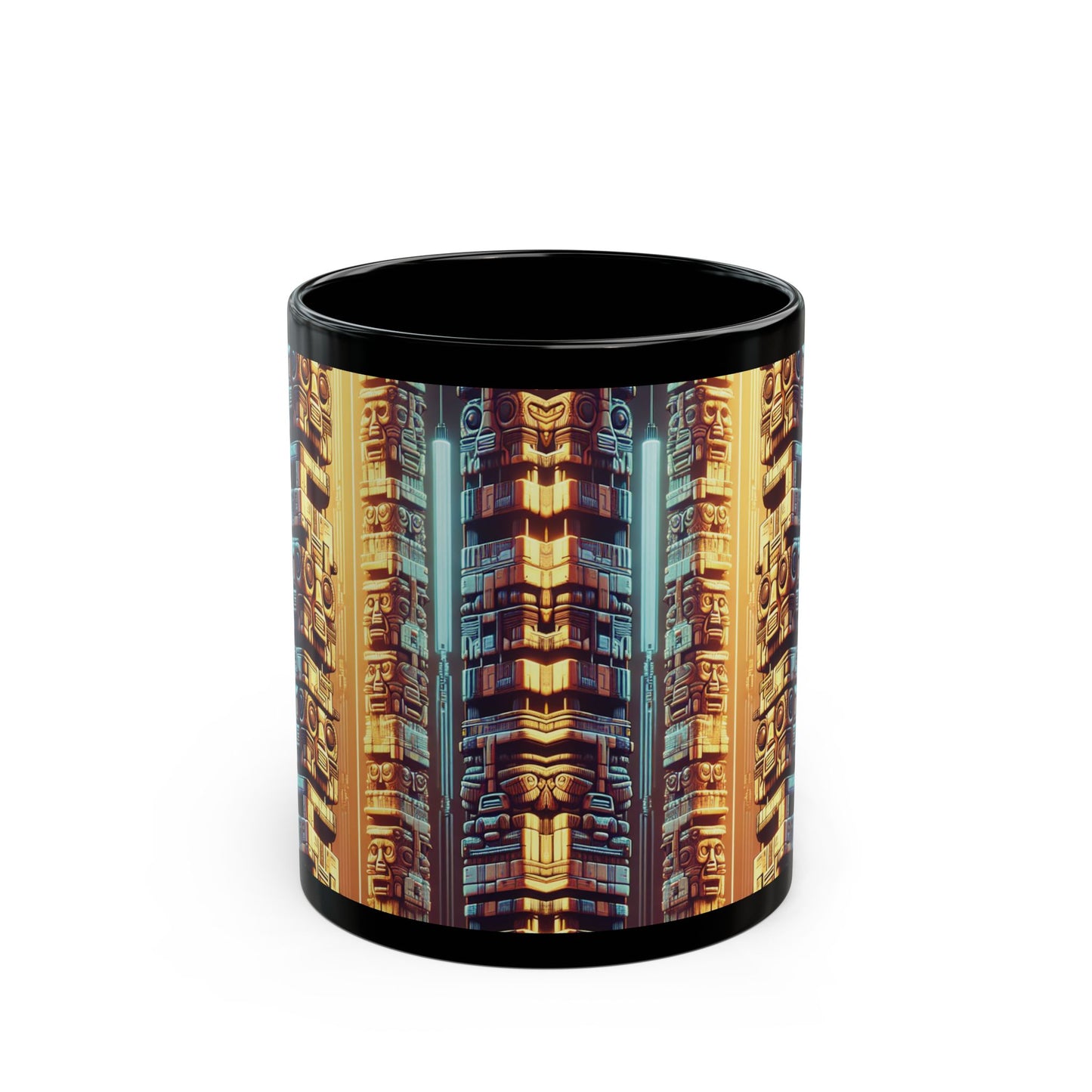 Black Coffee Mug - Techno Tiki Totems
