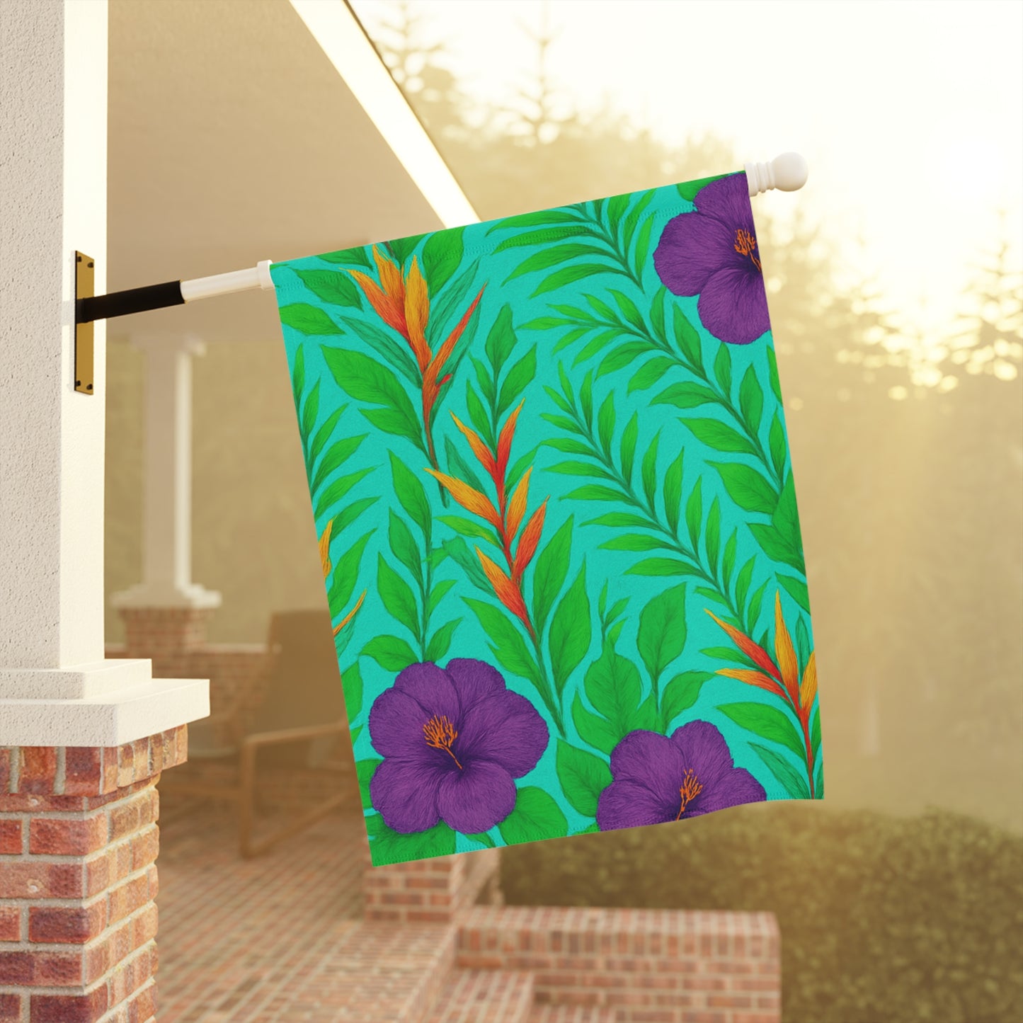 Tropical Garden Flag - Perfect for Outdoor Decor / Midnight Flower, Turquoise